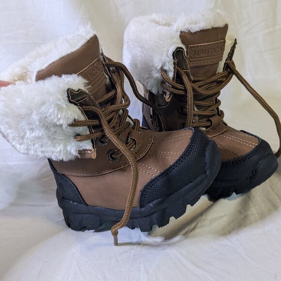 Nautica Brown and Black Kids Snow Boots - Picture 2 of 9